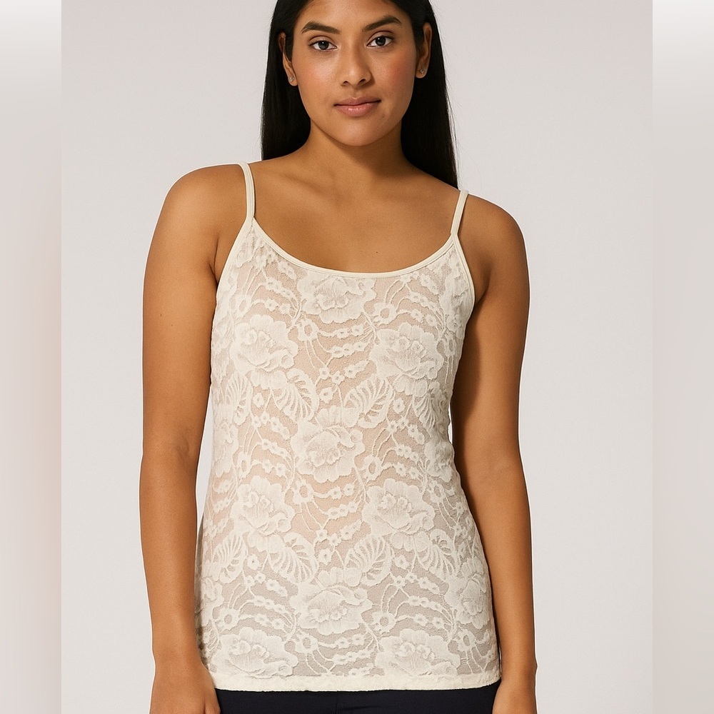 Express Best Loved Lace Tank Ivory Medium